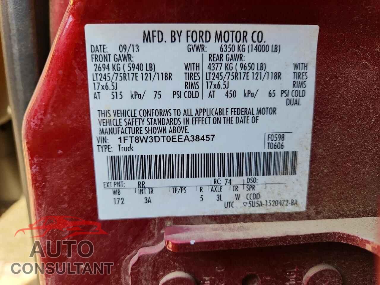 FORD F350 2014 - 1FT8W3DT0EEA38457