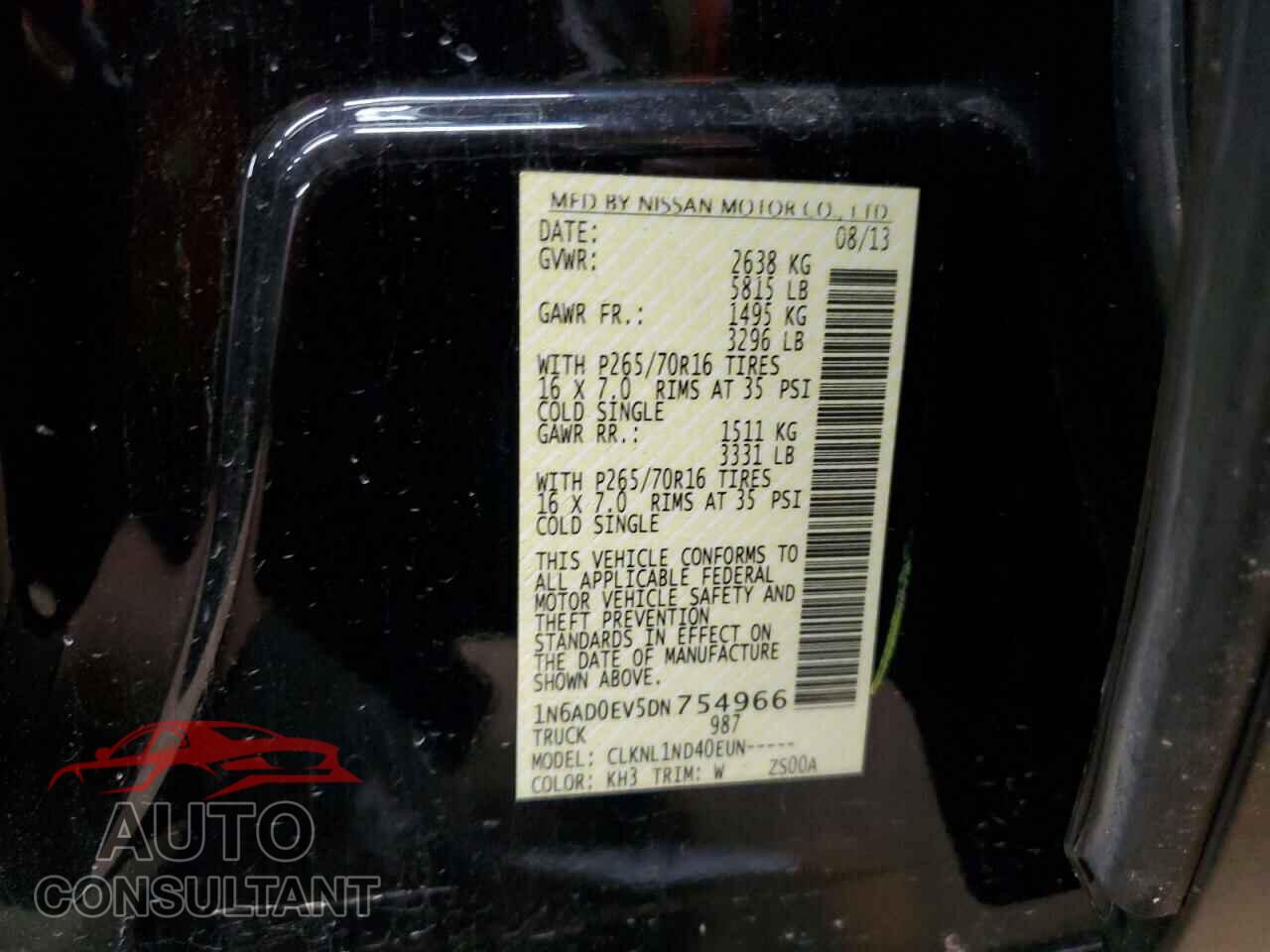 NISSAN FRONTIER 2013 - 1N6AD0EV5DN754966