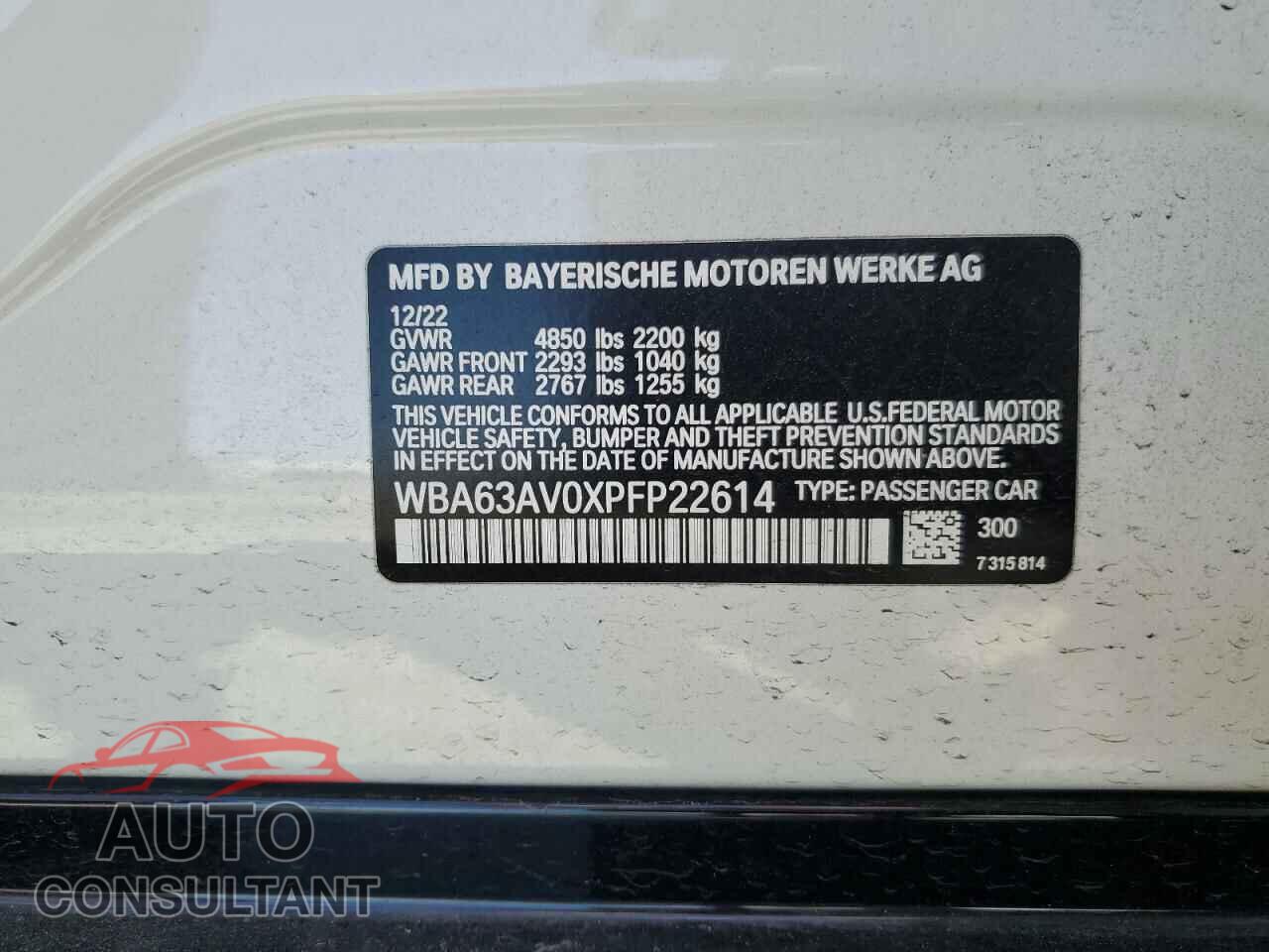 BMW 4 SERIES 2023 - WBA63AV0XPFP22614