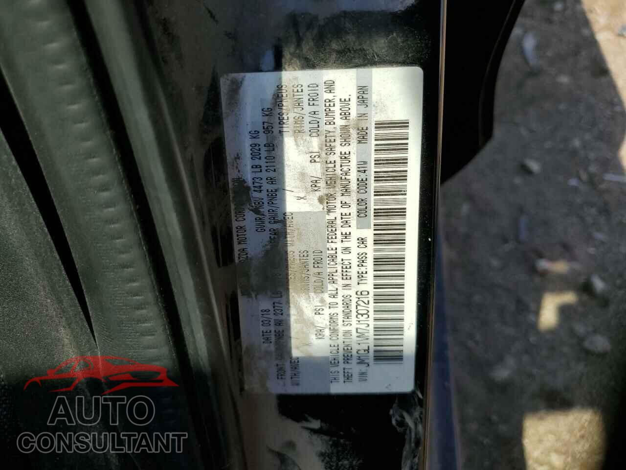 MAZDA 6 2018 - JM1GL1VM7J1307216