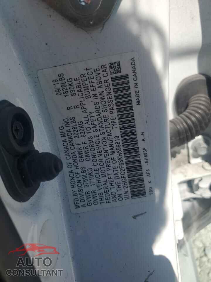 HONDA CIVIC 2019 - 2HGFC2F68KH599819