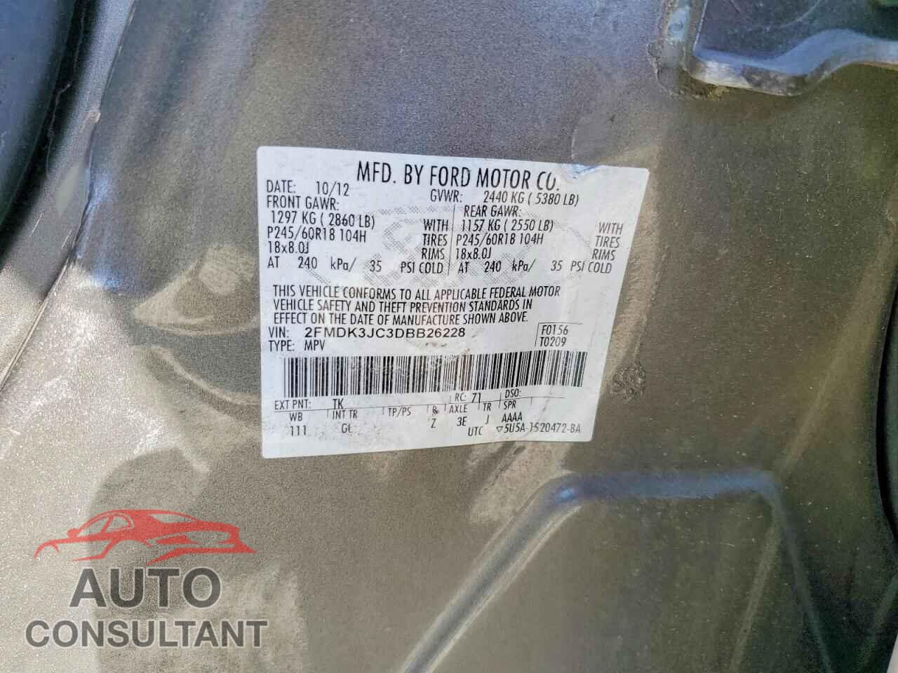 FORD EDGE 2013 - 2FMDK3JC3DBB26228