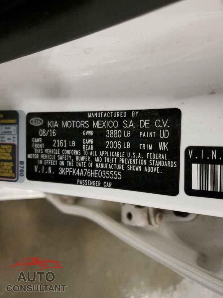 KIA FORTE 2017 - 3KPFK4A76HE035555