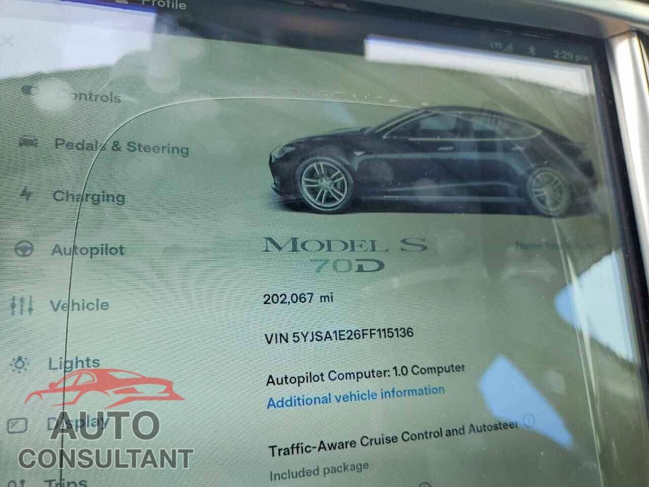 TESLA MODEL S 2015 - 5YJSA1E26FF115136