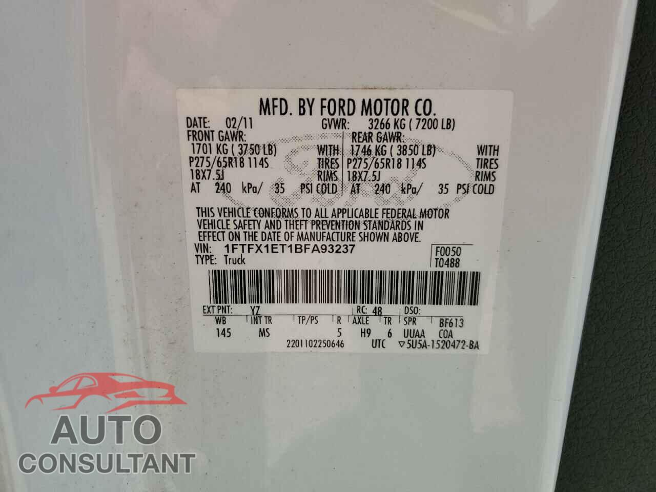 FORD F-150 2011 - 1FTFX1ET1BFA93237