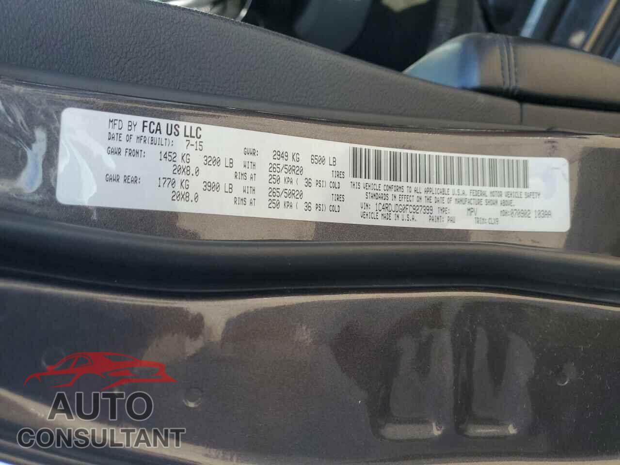 DODGE DURANGO 2015 - 1C4RDJDG0FC927399