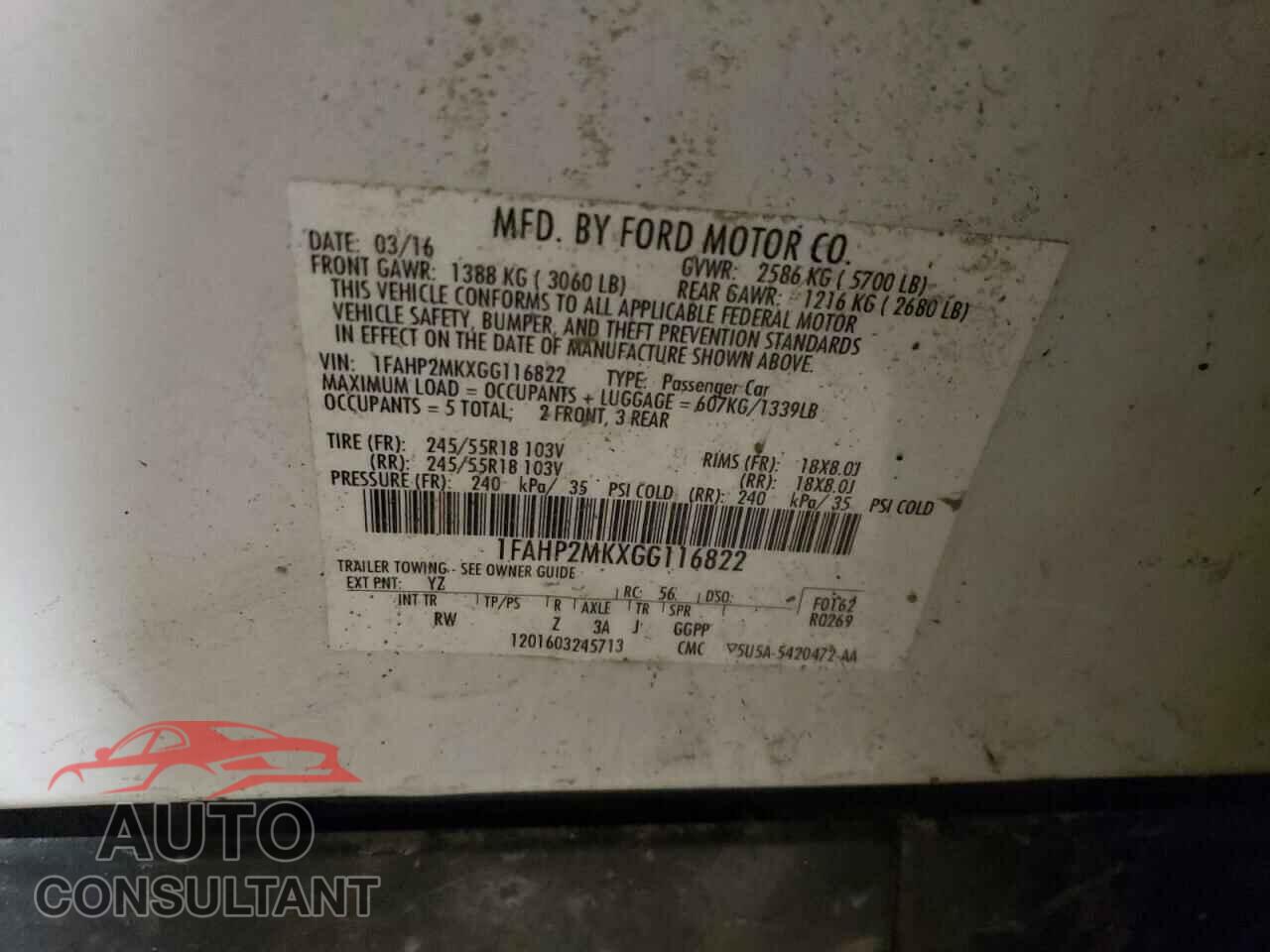 FORD TAURUS 2016 - 1FAHP2MKXGG116822