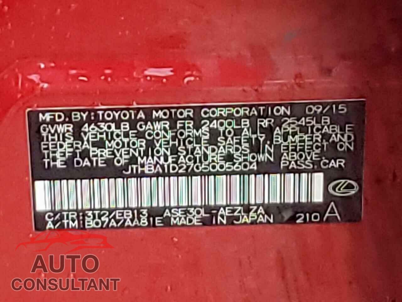 LEXUS IS 2016 - JTHBA1D27G5005604