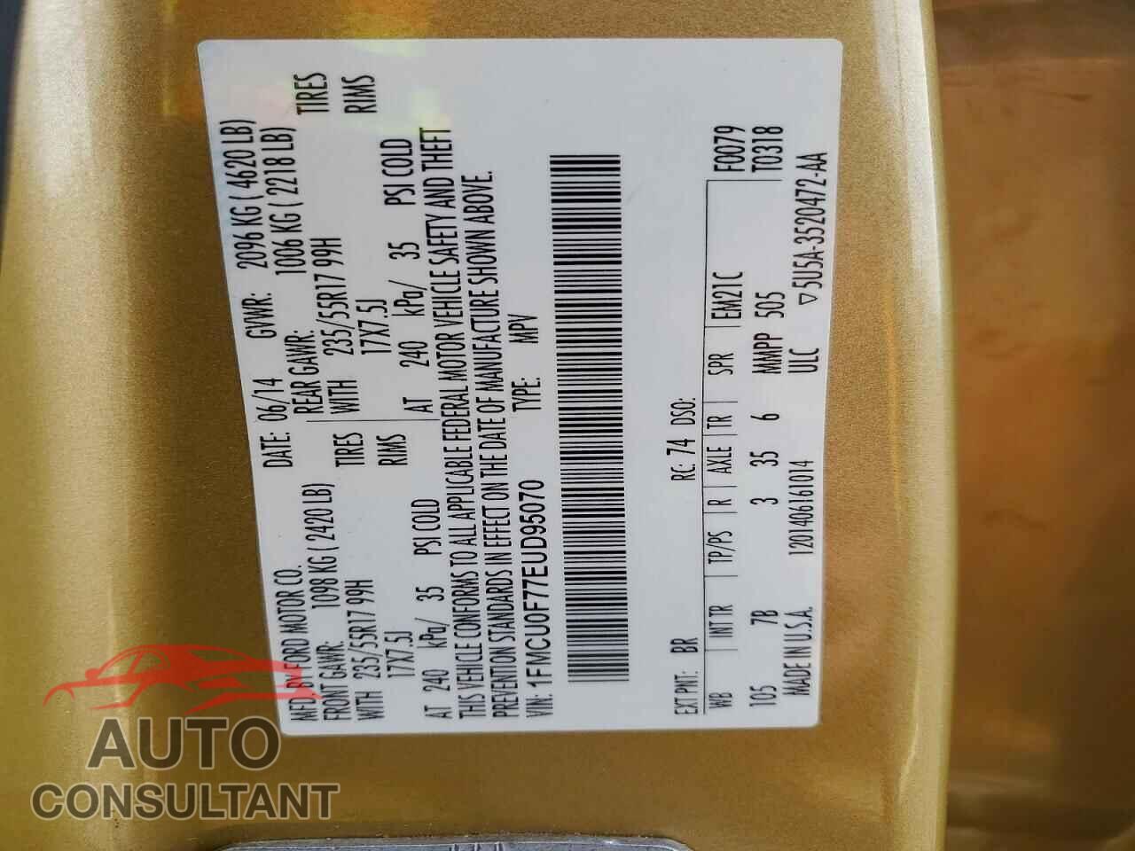 FORD ESCAPE 2014 - 1FMCU0F77EUD95070