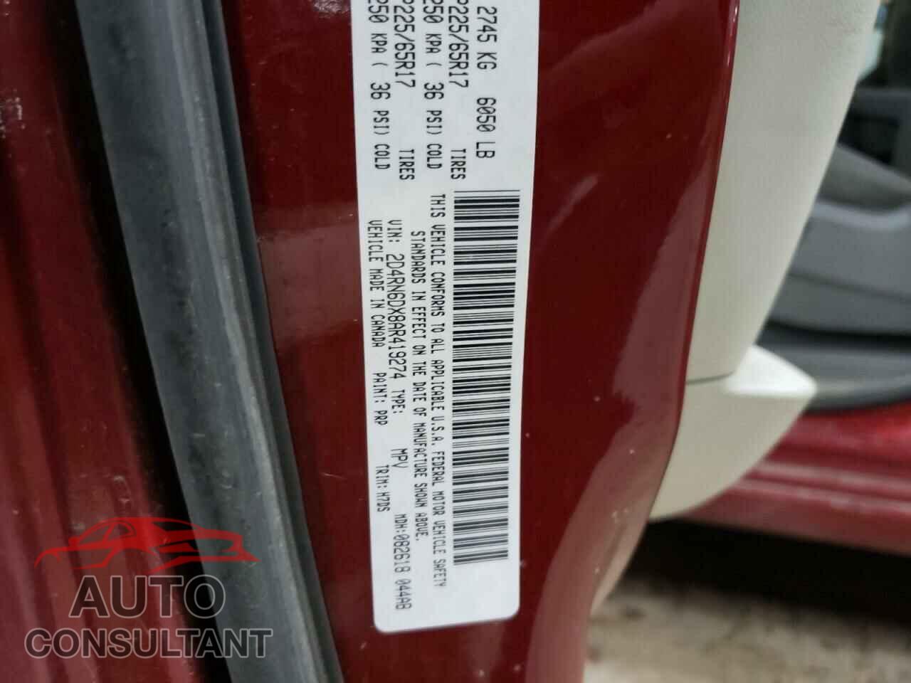DODGE CARAVAN 2010 - 2D4RN6DX8AR419274