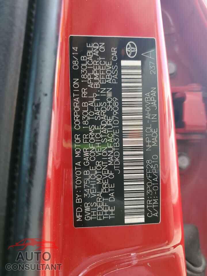 TOYOTA PRIUS 2014 - JTDKDTB37E1079089