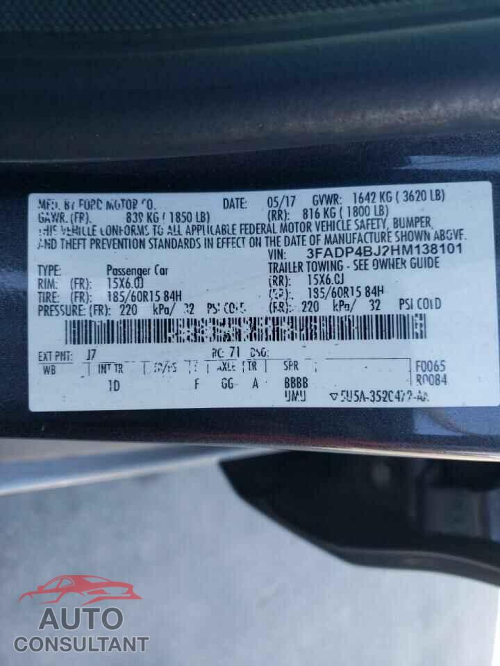 FORD FIESTA 2017 - 3FADP4BJ2HM138101