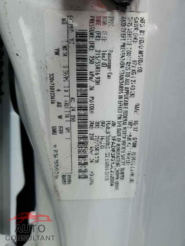 FORD FOCUS 2018 - 1FADP3F21JL202004