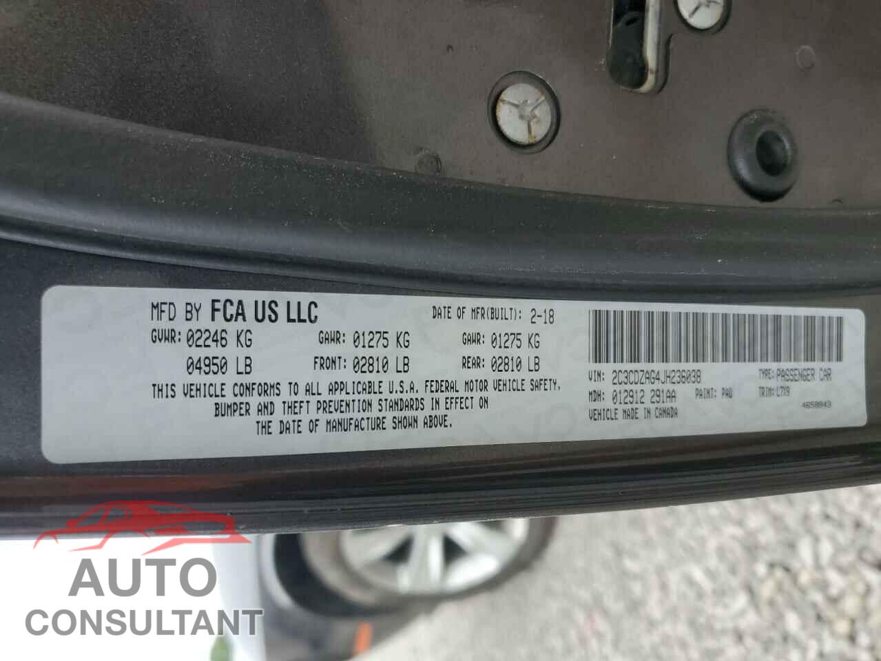 DODGE CHALLENGER 2018 - 2C3CDZAG4JH236038