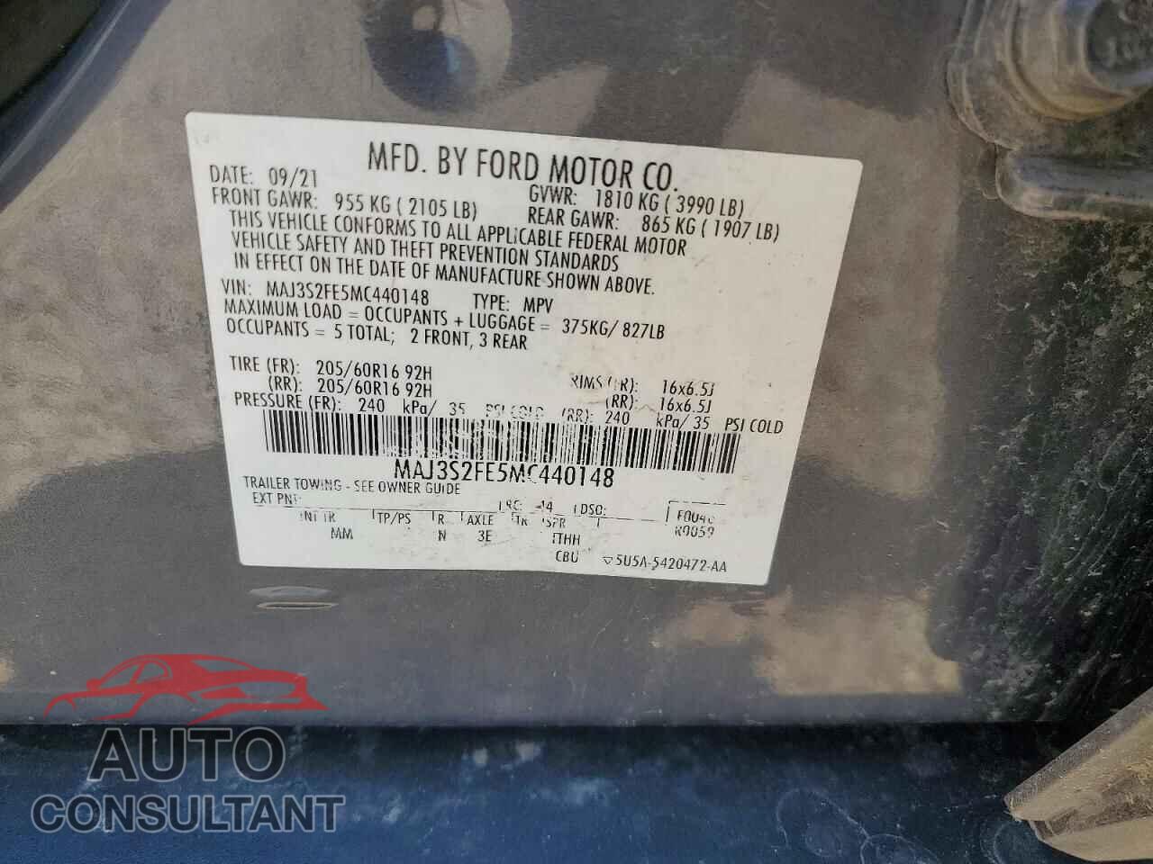 FORD ECOSPORT 2021 - MAJ3S2FE5MC440148