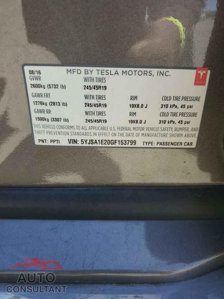 TESLA MODEL S 2016 - 5YJSA1E20GF153799