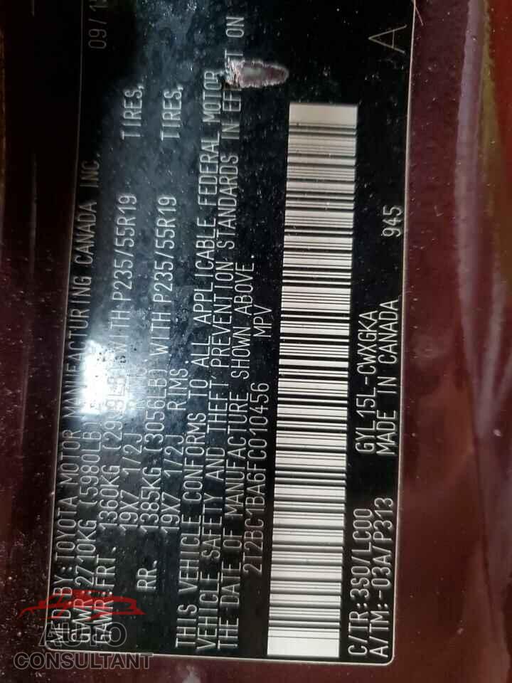 LEXUS RX450 2015 - 2T2BC1BA6FC010456