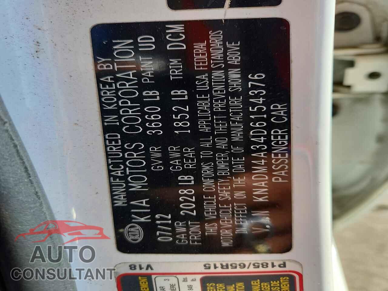 KIA RIO 2013 - KNADM4A34D6154376