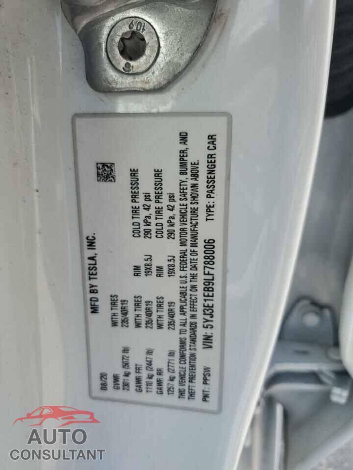 TESLA MODEL 3 2020 - 5YJ3E1EB9LF788006