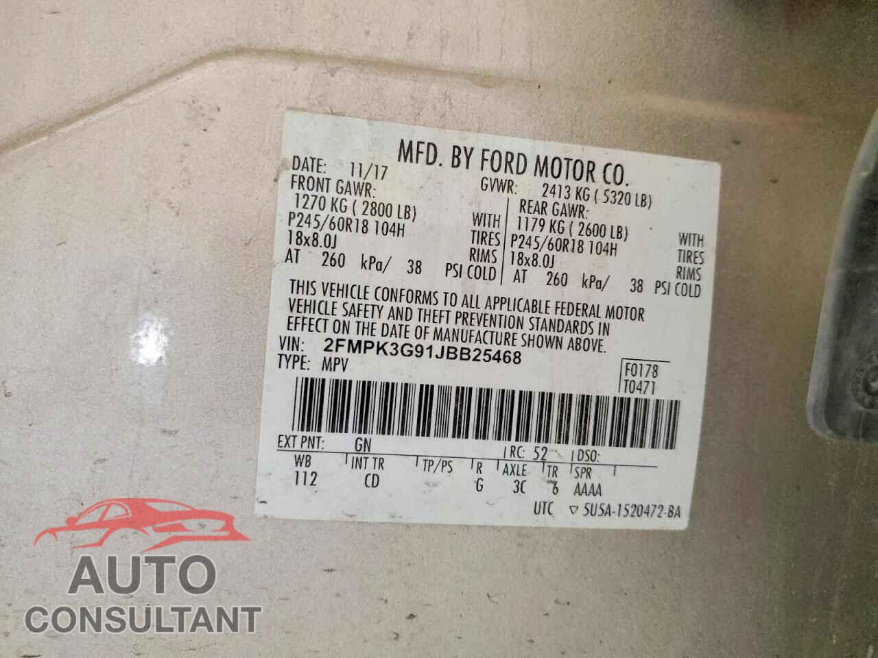 FORD EDGE 2018 - 2FMPK3G91JBB25468