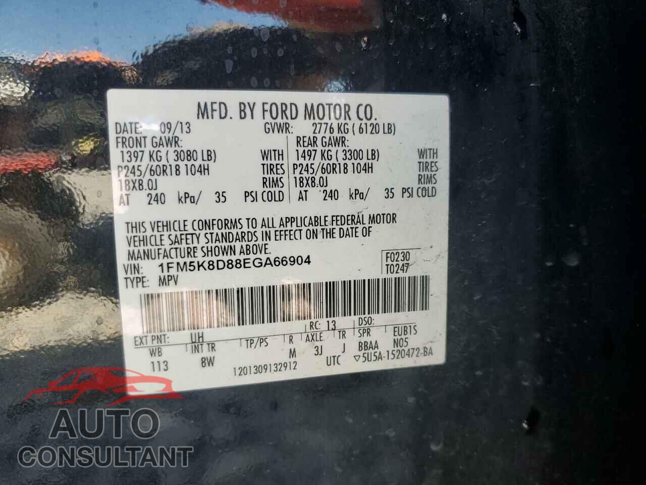 FORD EXPLORER 2014 - 1FM5K8D88EGA66904