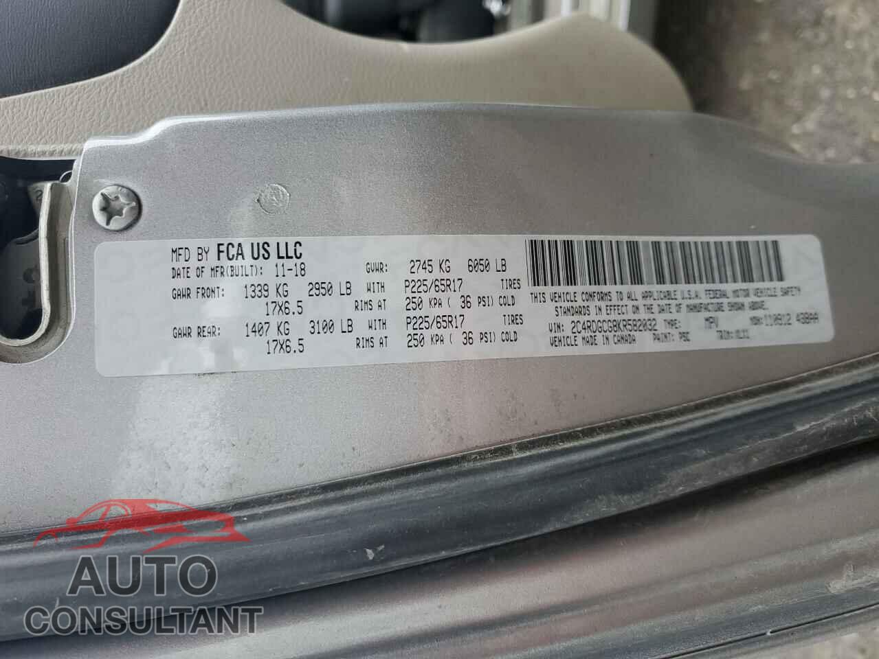 DODGE CARAVAN 2019 - 2C4RDGCG8KR582032