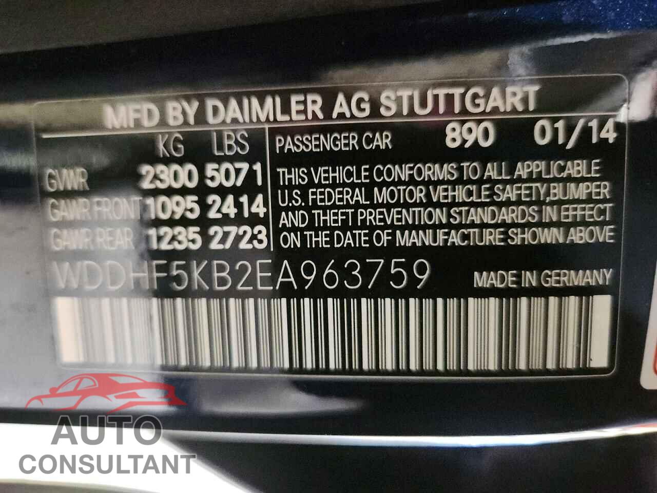 MERCEDES-BENZ E-CLASS 2014 - WDDHF5KB2EA963759