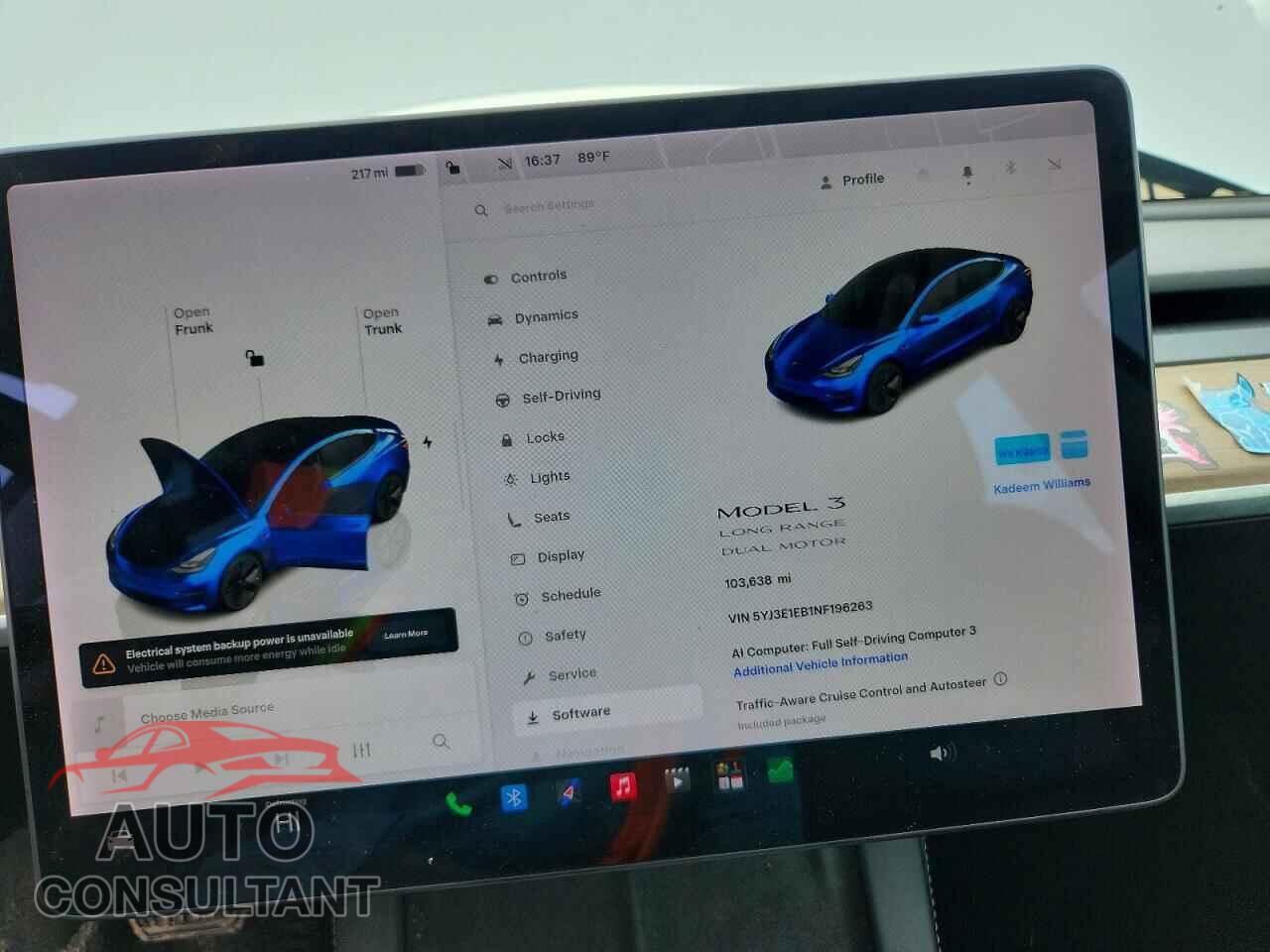 TESLA MODEL 3 2022 - 5YJ3E1EB1NF196263