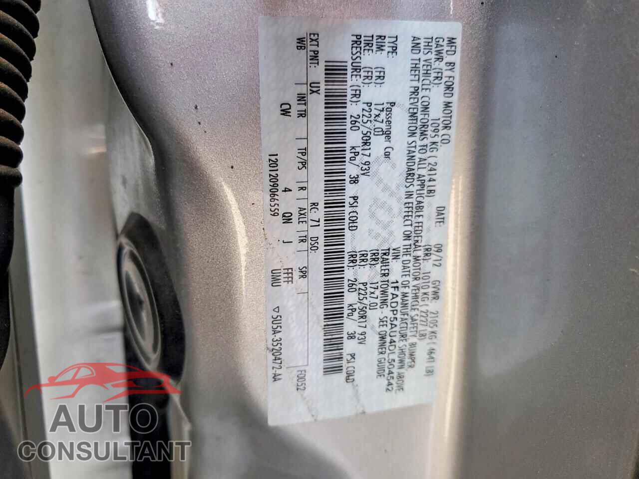 FORD CMAX 2013 - 1FADP5AU4DL504542