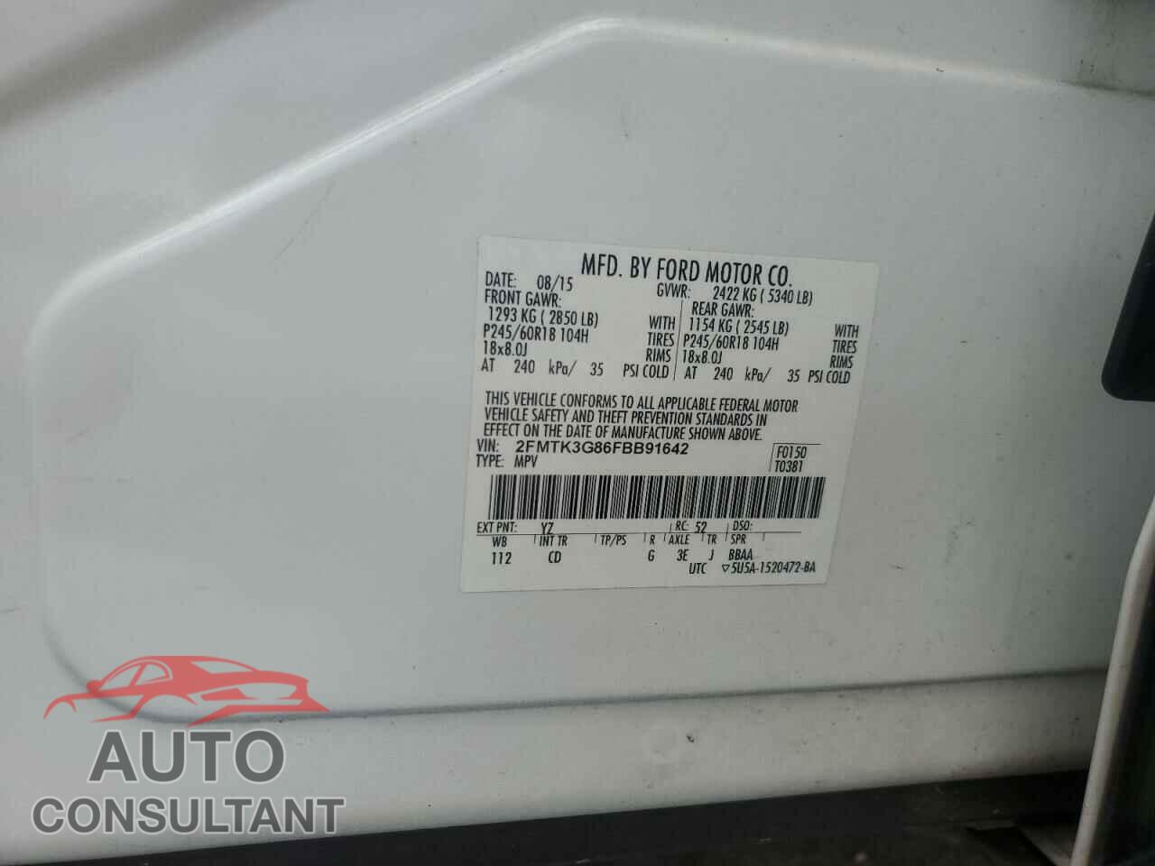 FORD EDGE 2015 - 2FMTK3G86FBB91642