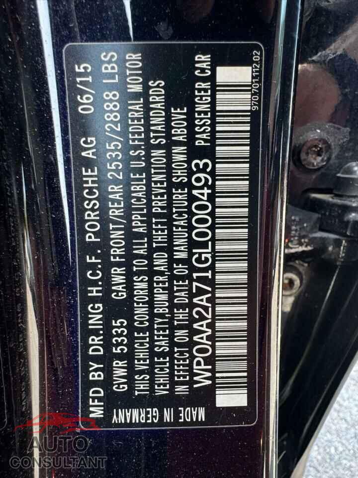 PORSCHE PANAMERA 2016 - WP0AA2A71GL000493