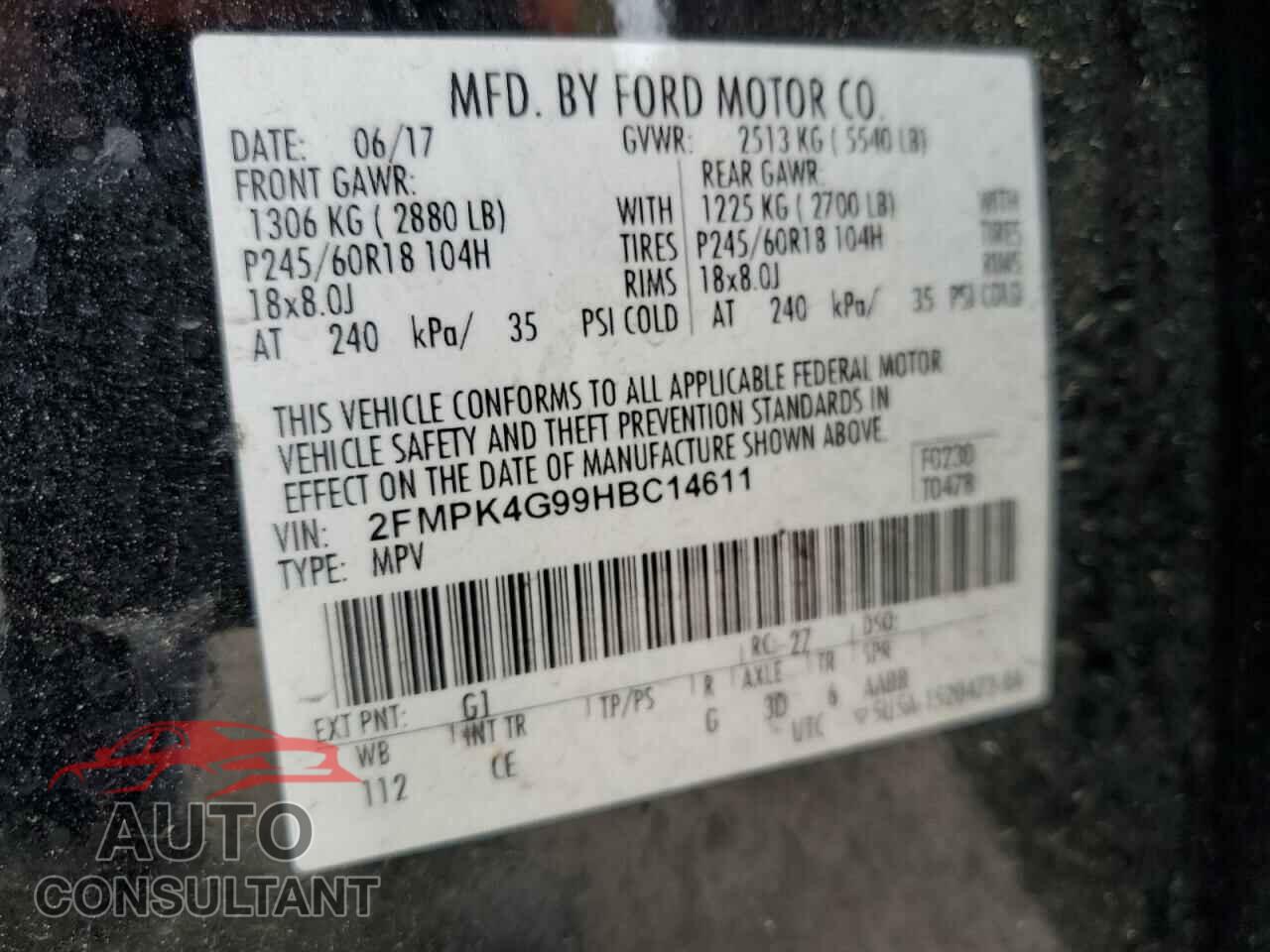 FORD EDGE 2017 - 2FMPK4G99HBC14611
