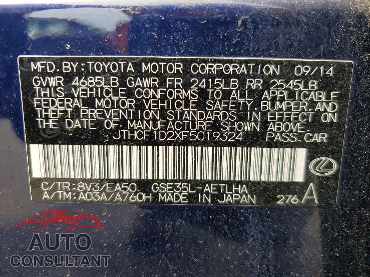LEXUS IS 2015 - JTHCF1D2XF5019324