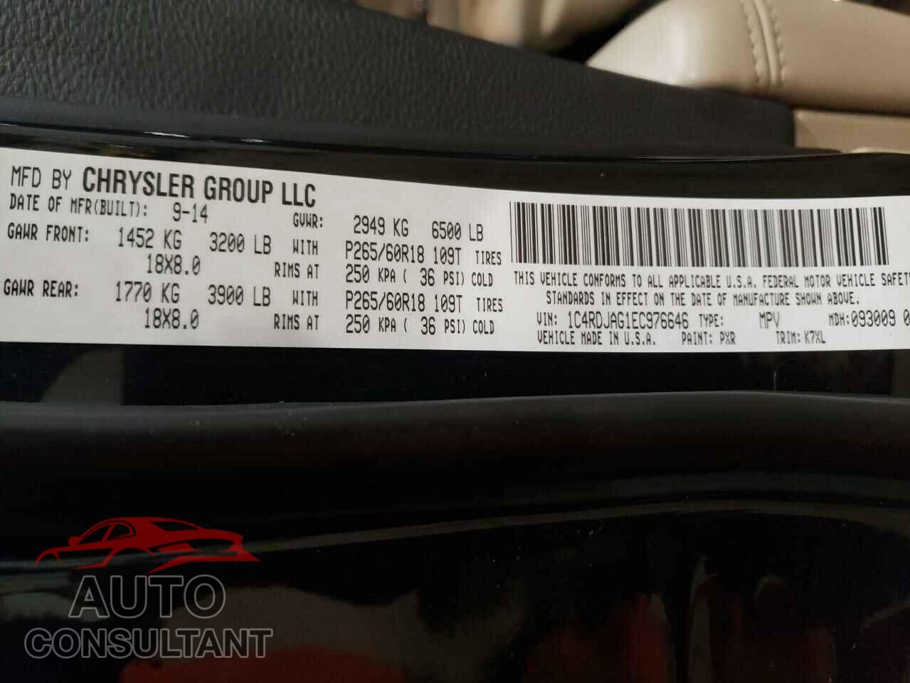 DODGE DURANGO 2014 - 1C4RDJAG1EC976646