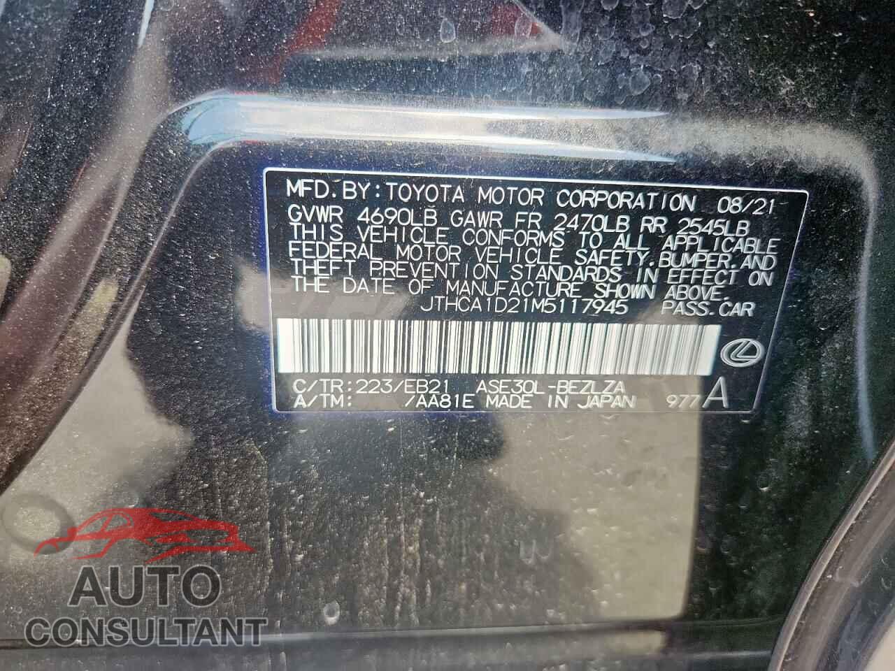 LEXUS IS 2021 - JTHCA1D21M5117945
