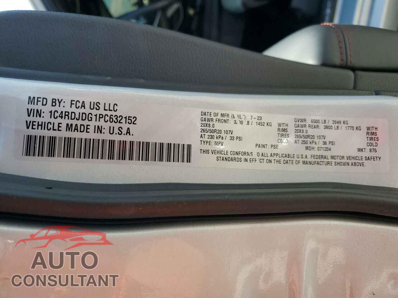 DODGE DURANGO 2023 - 1C4RDJDG1PC632152