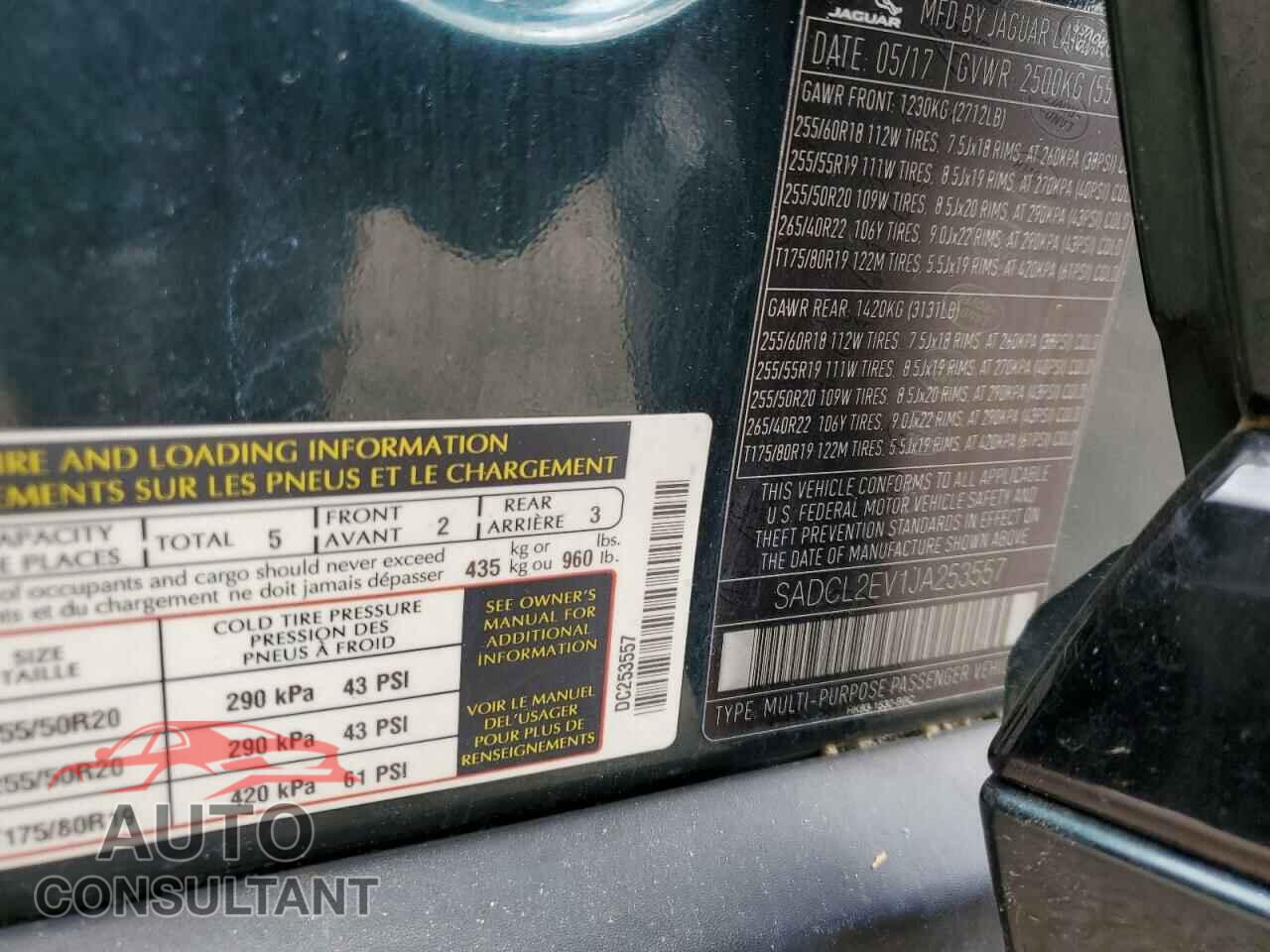 JAGUAR F-PACE 2018 - SADCL2EV1JA253557