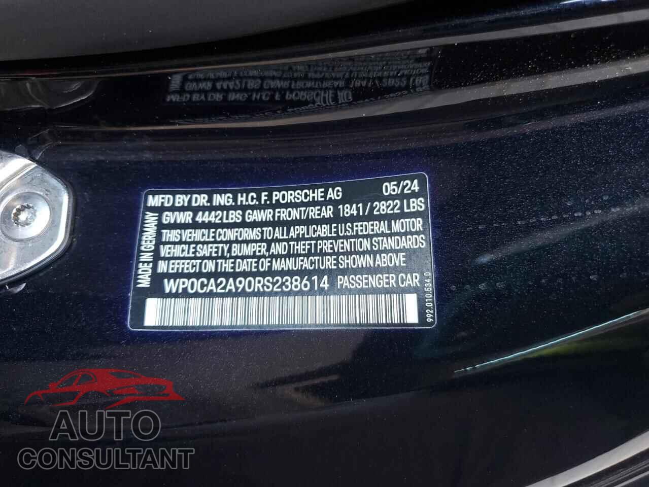 PORSCHE 911 2024 - WP0CA2A90RS238614