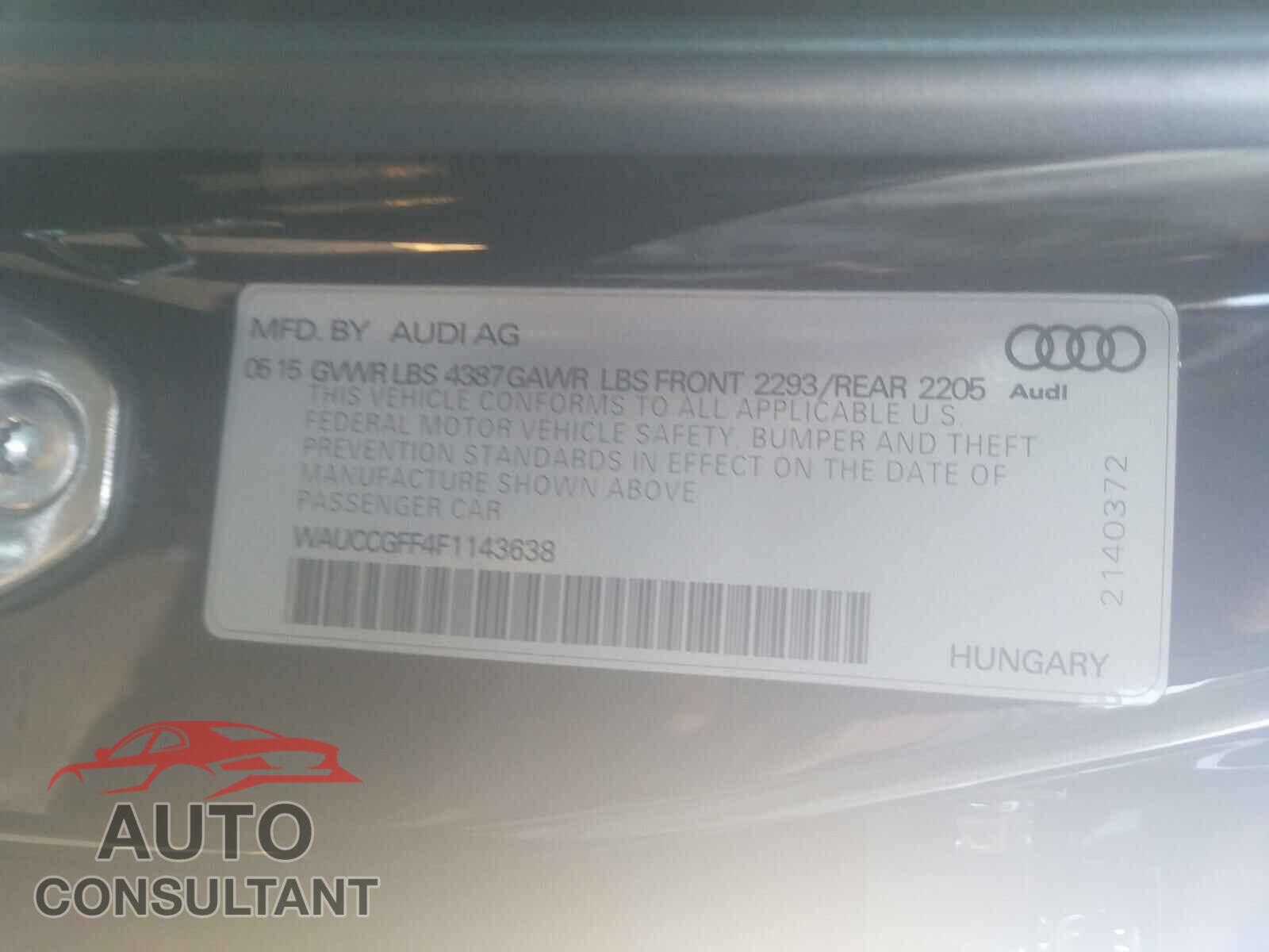 AUDI A3 2015 - WAUCCGFF4F1143638
