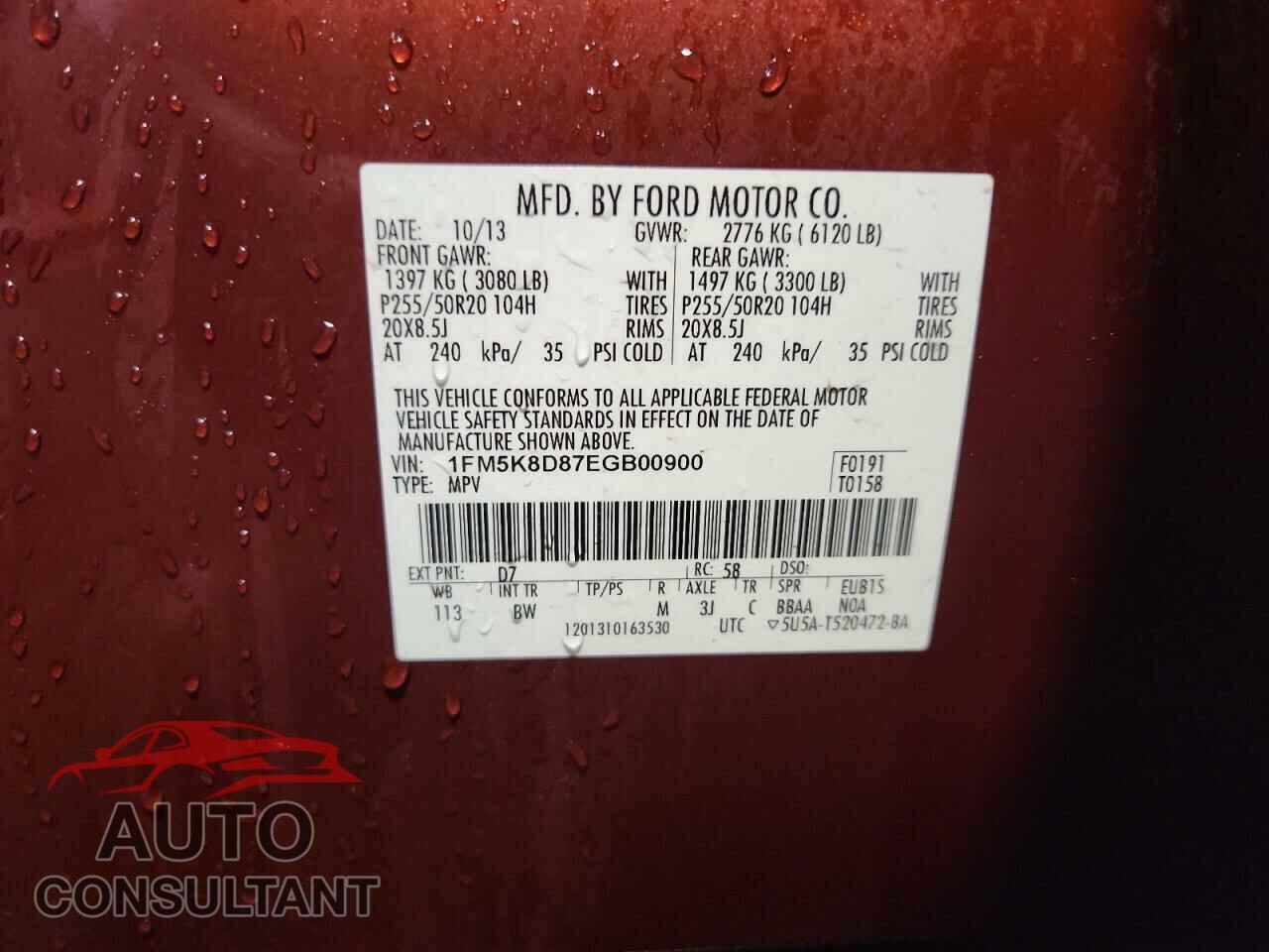 FORD EXPLORER 2014 - 1FM5K8D87EGB00900
