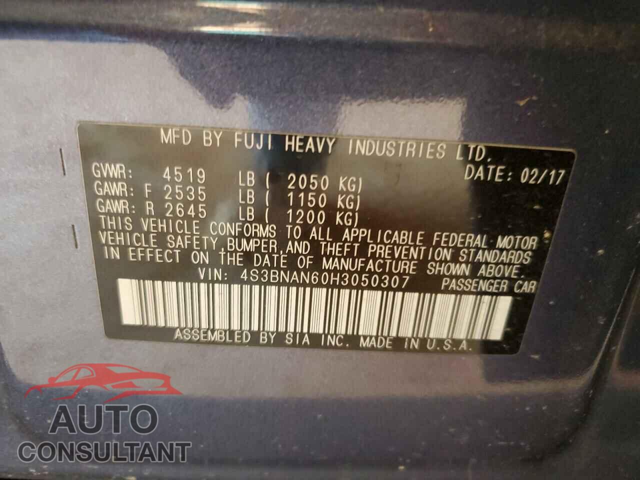 SUBARU LEGACY 2017 - 4S3BNAN60H3050307