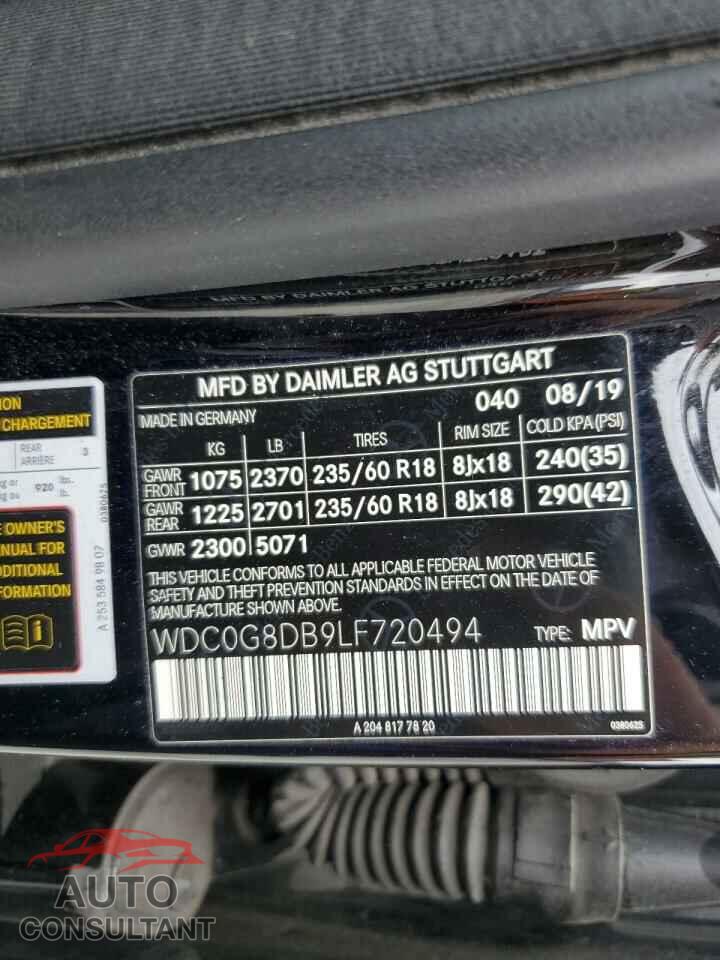 MERCEDES-BENZ GLC-CLASS 2020 - WDC0G8DB9LF720494
