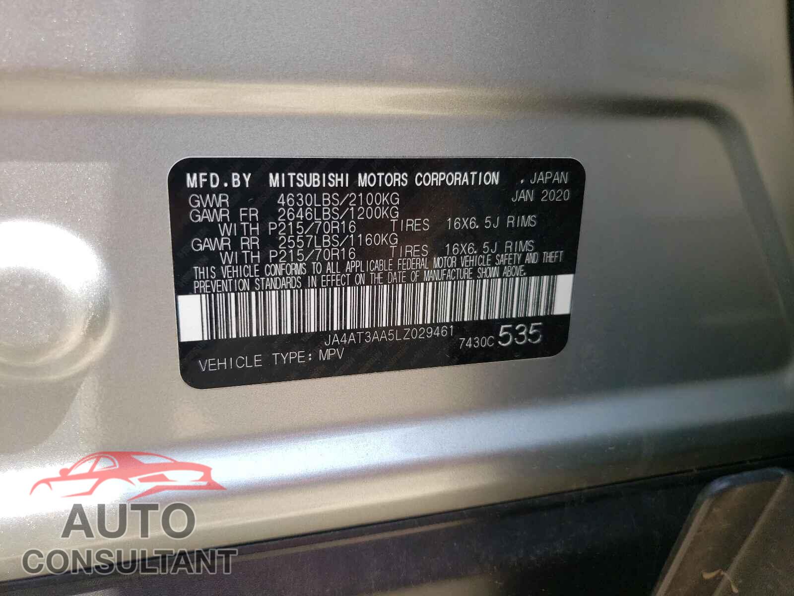 MITSUBISHI ECLIPSE 2020 - JA4AT3AA5LZ029461