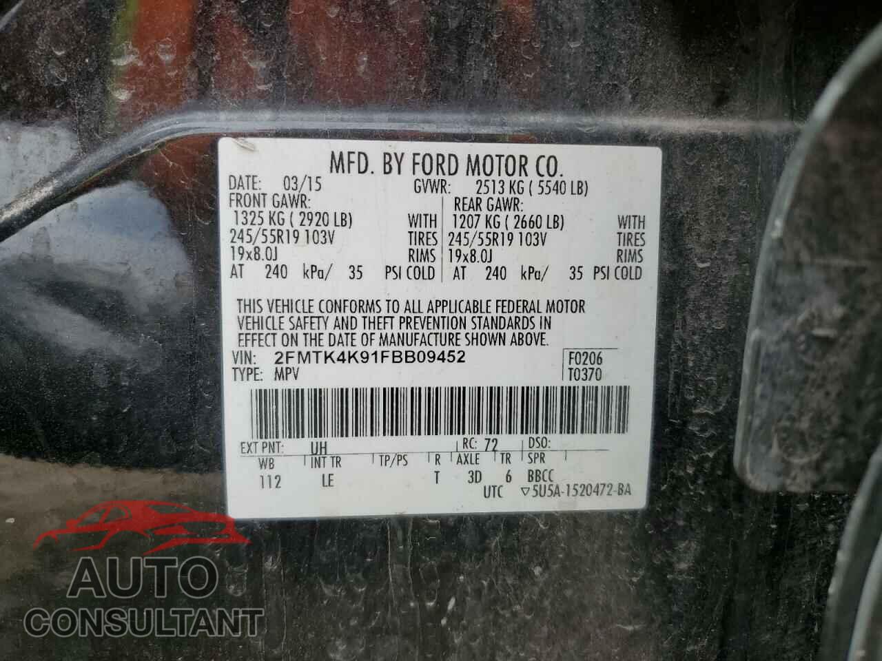 FORD EDGE 2015 - 2FMTK4K91FBB09452