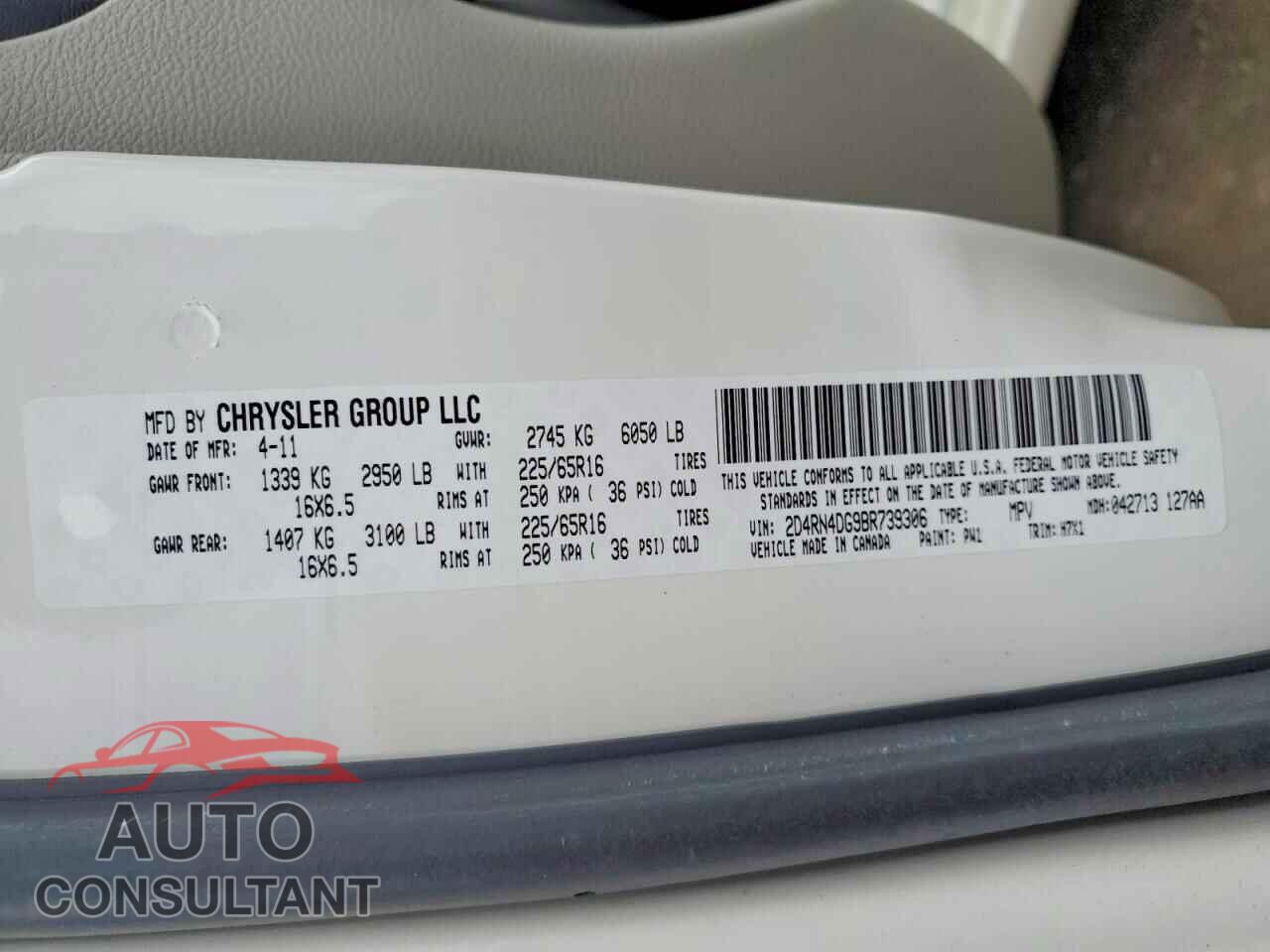 DODGE CARAVAN 2011 - 2D4RN4DG9BR739306