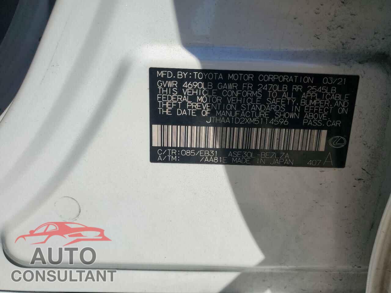 LEXUS IS 2021 - JTHAA1D2XM5114596