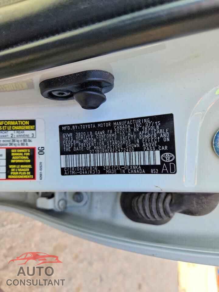 TOYOTA COROLLA 2015 - 2T1BURHE6FC472400