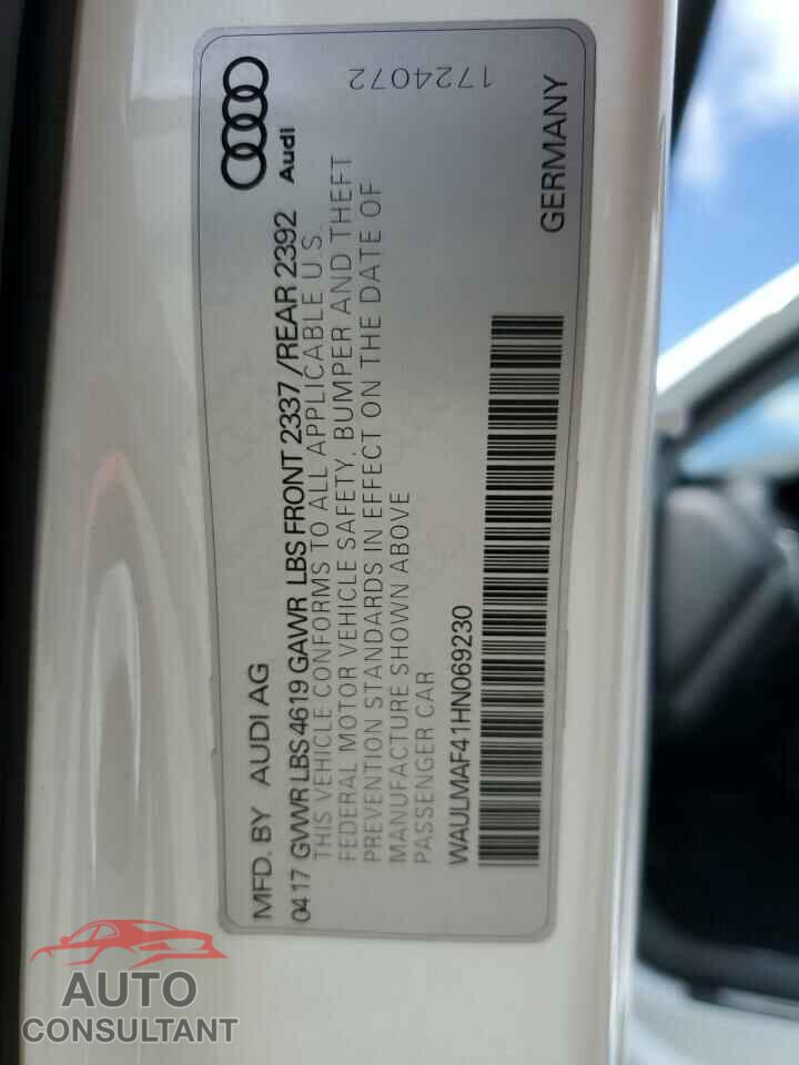 AUDI A4 2017 - WAULMAF41HN069230