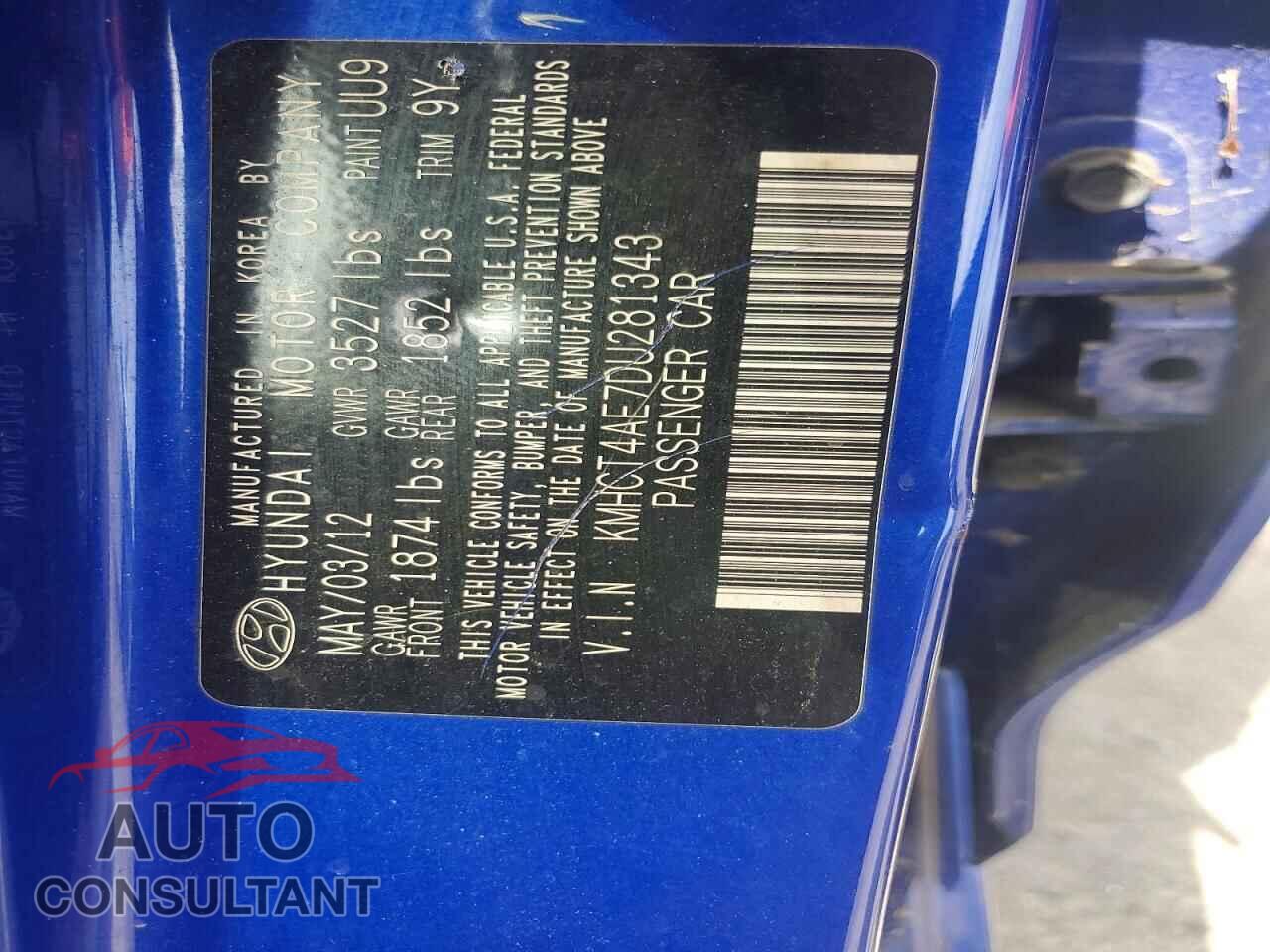 HYUNDAI ACCENT 2013 - KMHCT4AE7DU281343
