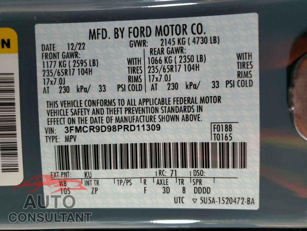 FORD BRONCO 2023 - 3FMCR9D98PRD11309